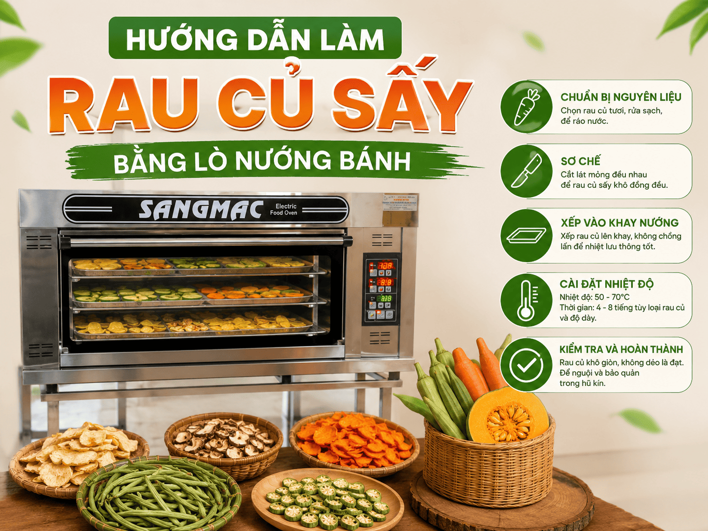 Hướng Dẫn Làm Rau Củ Sấy Bằng Lò Nướng Bánh