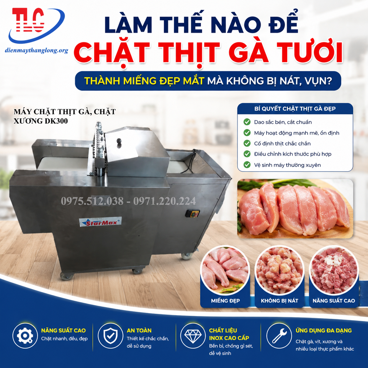 Làm Thế Nào Để Chặt Thịt Gà Tươi Thành Miếng Đẹp Mắt Mà Không Bị Nát, Vụn?
