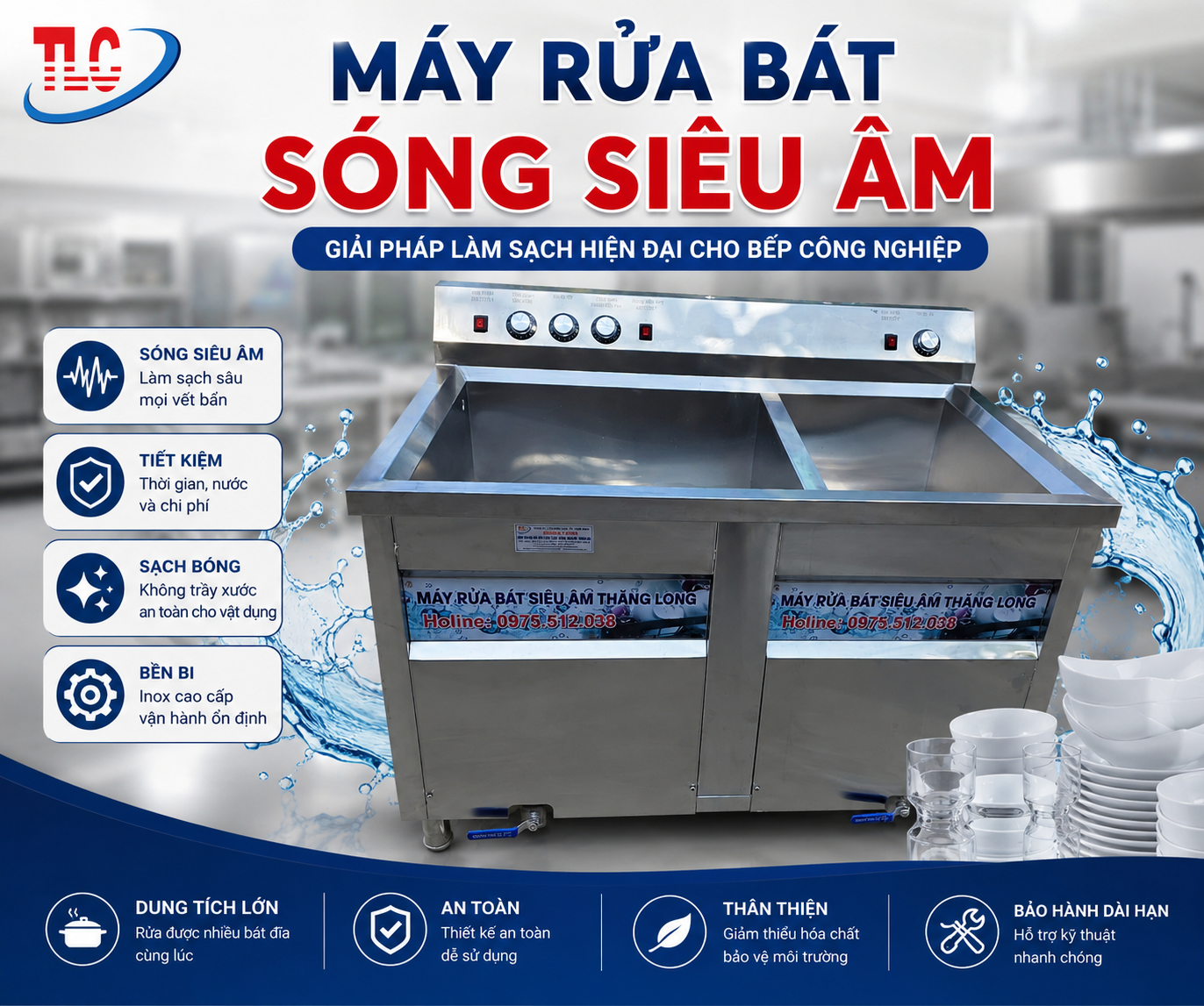 Máy Rửa Bát Sóng Siêu Âm – Giải Pháp Làm Sạch Hiện Đại Cho Bếp Công Nghiệp