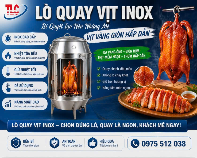 Lò Quay Vịt Inox – Bí Quyết Tạo Nên Những Mẻ Vịt Vàng Giòn Hấp Dẫn